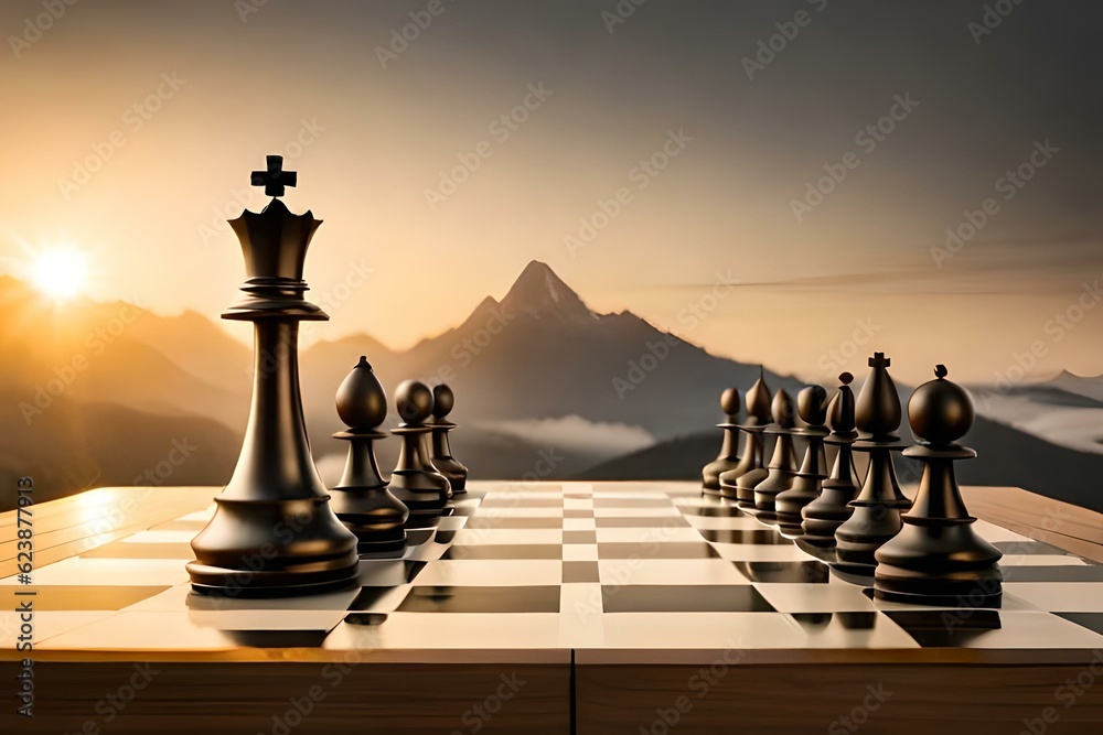 chess on the chessboard  generated Ai technology