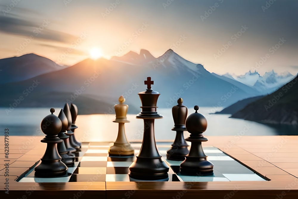 chess on the table   generated Ai technology