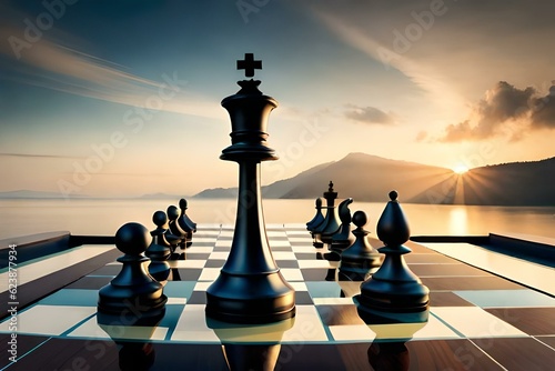 chess on the chessboard generated Ai technology