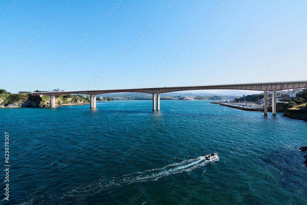 Puente de los Santos, 612 meters long over the Ribadeo river built in 1987 to communicate Asturias and Galicia in Spain.
