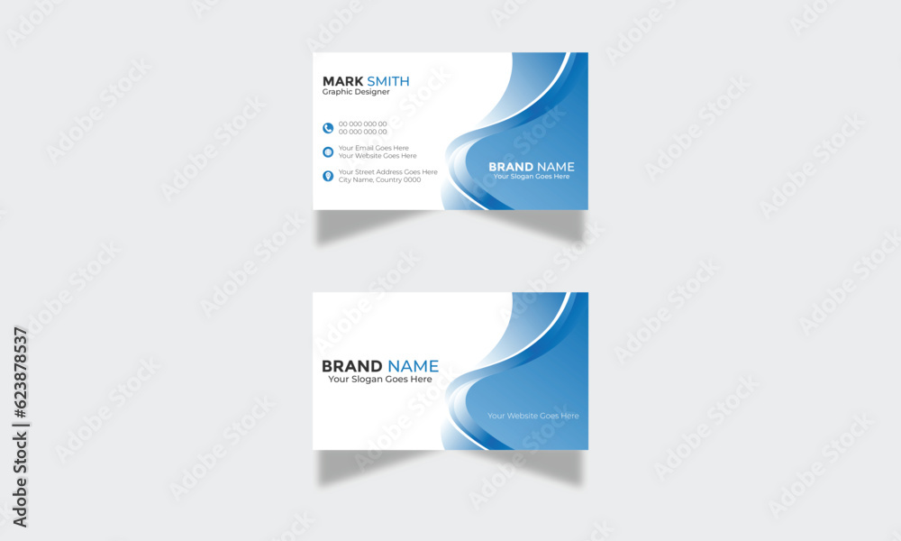 Blue modern business card design template, Blue corporate business card template, Clean professional business card template, visiting card, luxury business card  