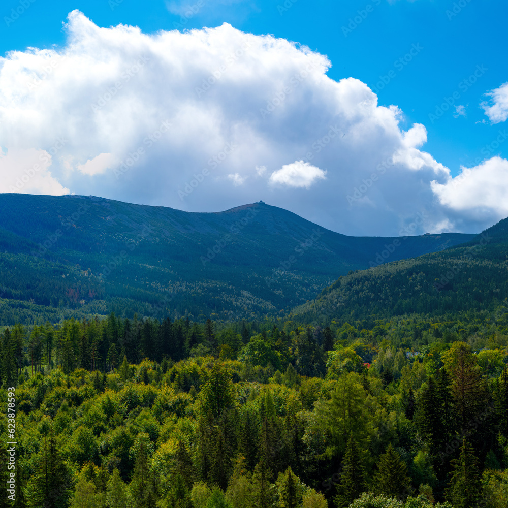 Fototapeta premium view of mountain Snezhka in Karkonosz. Karpacz, Poland