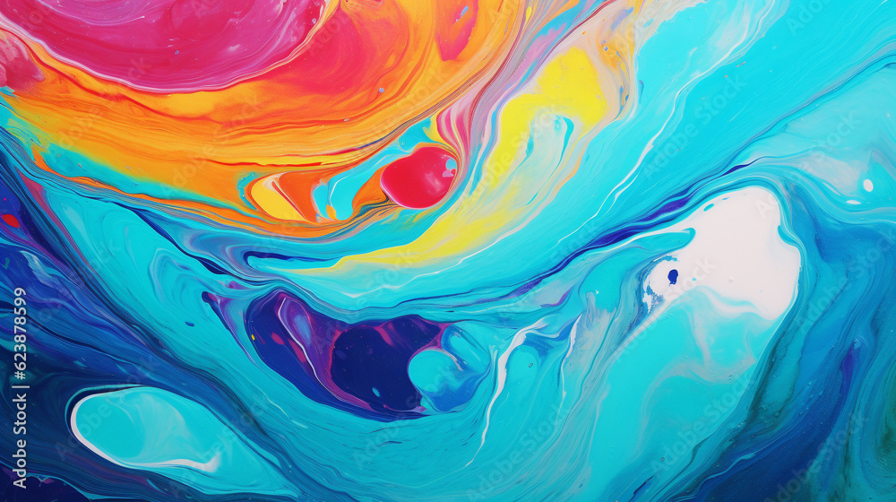 Marbled acrylic painted waves and colorful texture background 