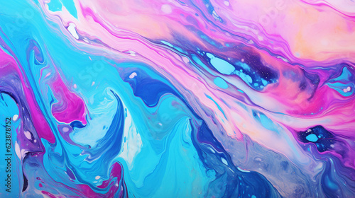 Marbled acrylic painted waves and colorful texture background 