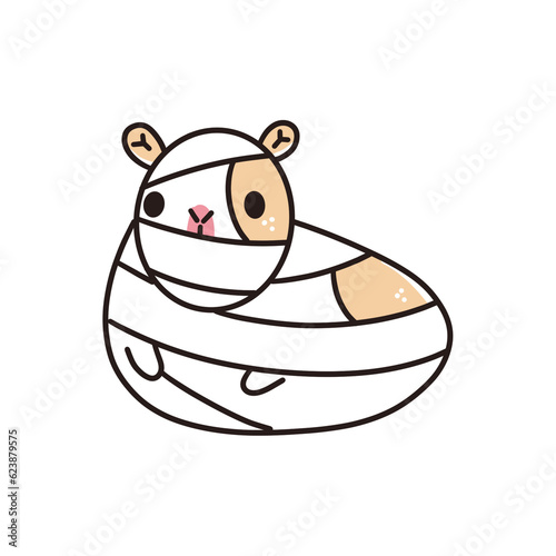 Canvas Print Halloween Guinea Pig Illustration - happy halloween kawaii flat style character