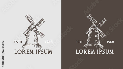 windmill logo,vector illustration sketch,agriculture,vintage,windmill, mill, wind, old, sky, architecture, building, agriculture, energy,