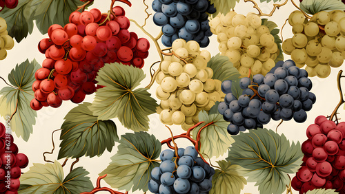 Wallpaper Mural grren and grapes on the vine, seamless pattern Torontodigital.ca
