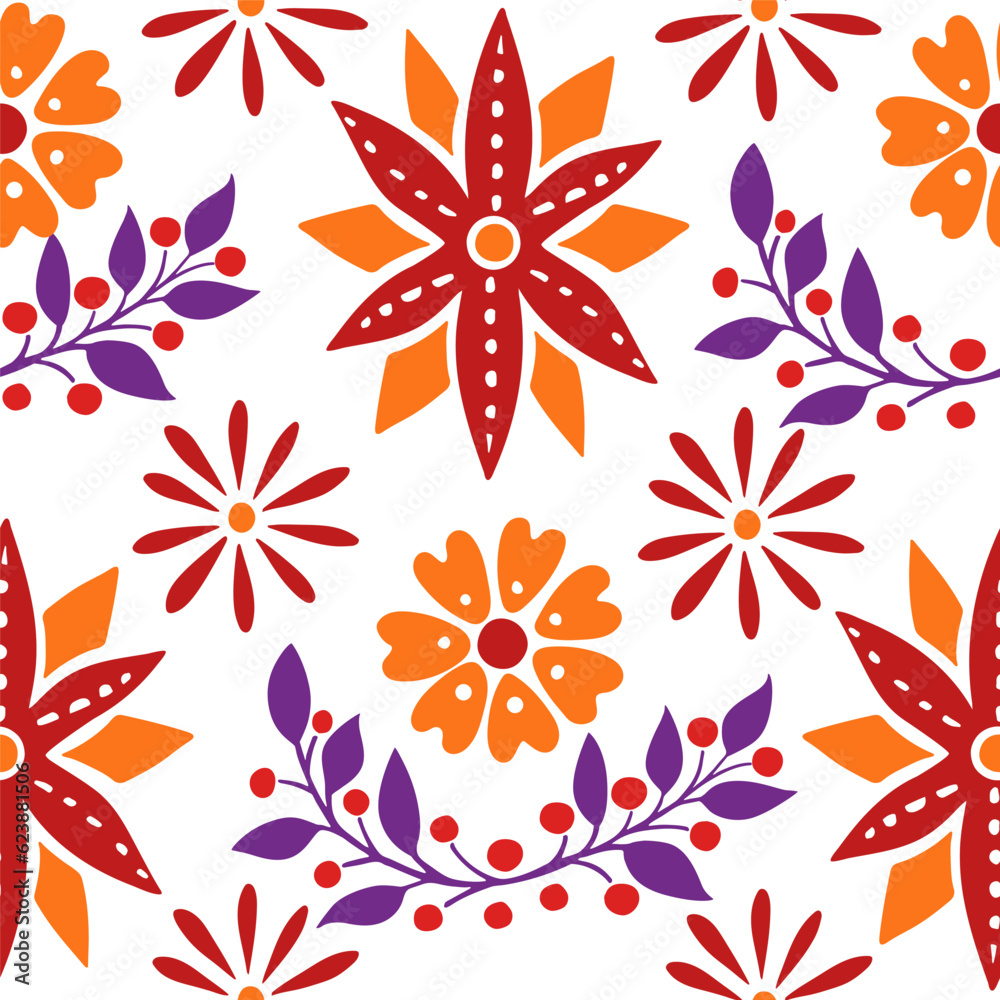 Obraz premium Seamless pattern with abstract floral elements vector illustration on white background