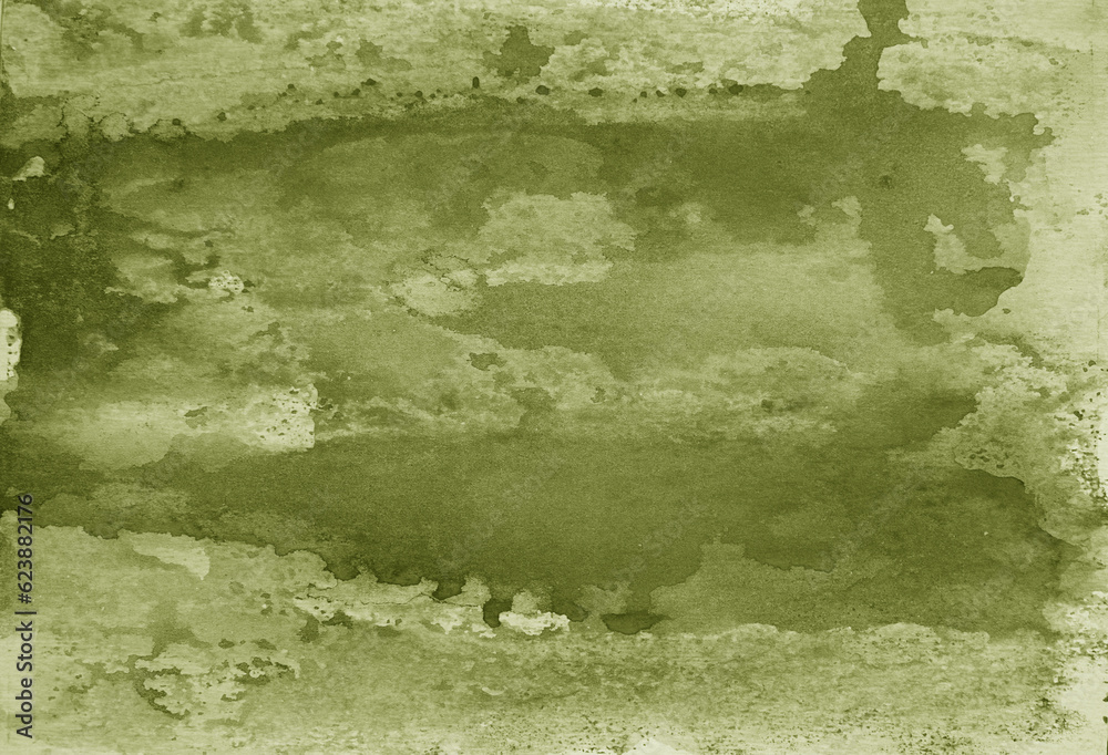 Light brown green olive sage beige abstract watercolor. Art background for design.