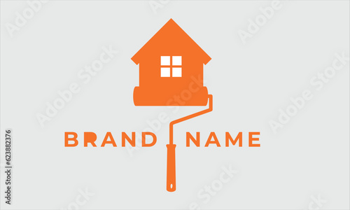 Paint roller brush vector, Paint brush logo concept isolated on BLACK background, Paint simple logo design, creative logo design, real state logo design.