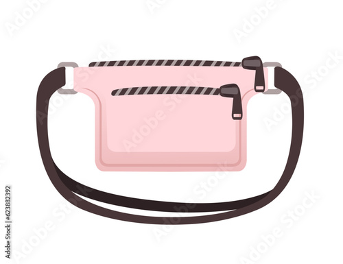 Stylish modern pink color waist banana bag vector illustration isolated on white background