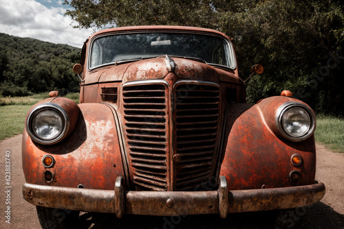 old rusty car. Generative AI © Carlos Cainã