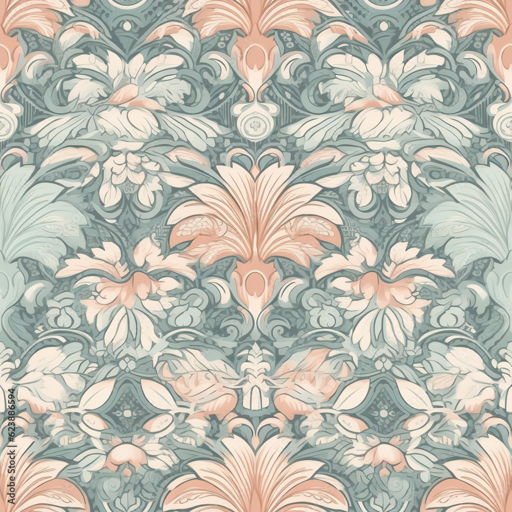 Obraz premium Seamless Demask Pattern #5, Made with Generative AI