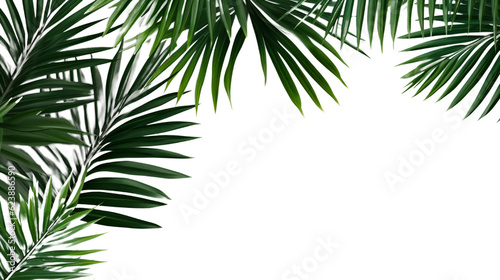 Palm tree branches and its shadow on a white background. Tropical background.. AI Generation © Baron Von Fedorov