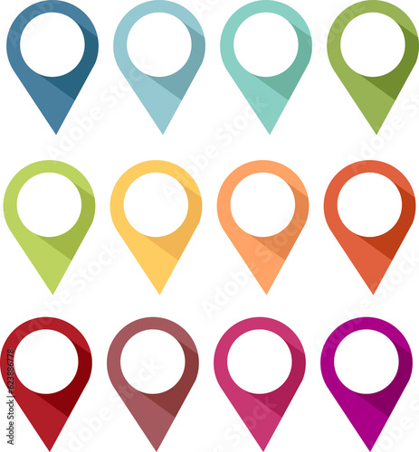 Pin or tag to mark a location with a white circle to write or indicate something, in PNG file format