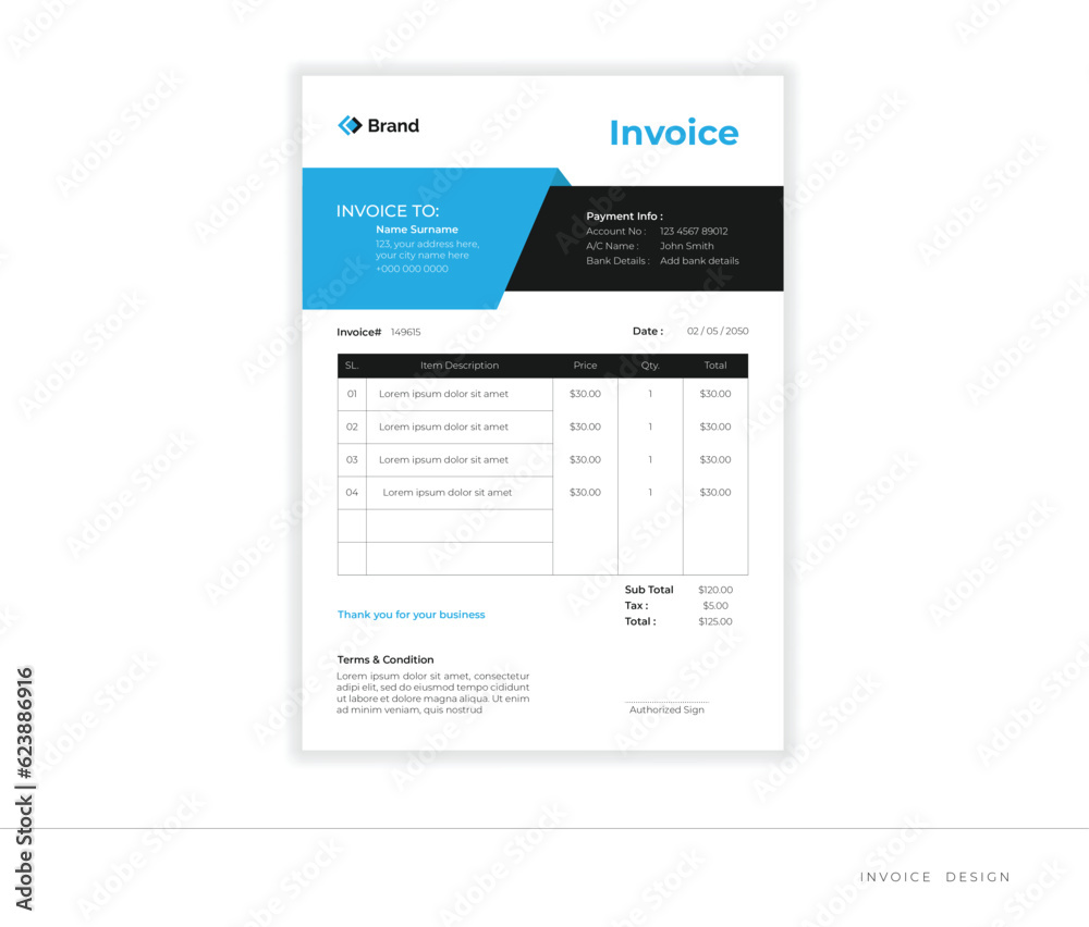 clean & unique invoice design vector template clean & unique invoice design vector template