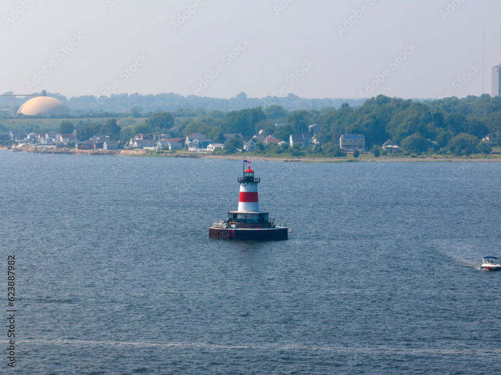 Borden Flats Lighthouse is a historic lighthouse on the Taunton River in city of Fall River, Massachusetts MA, USA. 