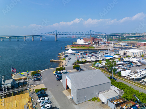 Фотография Braga Bridge aerial view on Taunton River