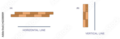 Vertical and horizontal line vector illustration. 2D coordination and 3D coordination system image. flat shape and object with height, width and length. Types of axes. Two dimensions and 3 dimensions.