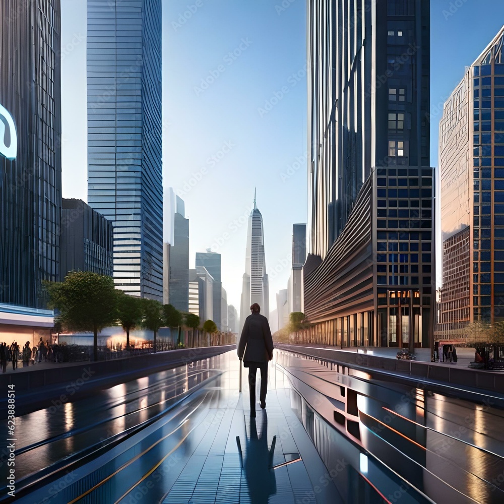 One Person in furistic City One Person in furistic City