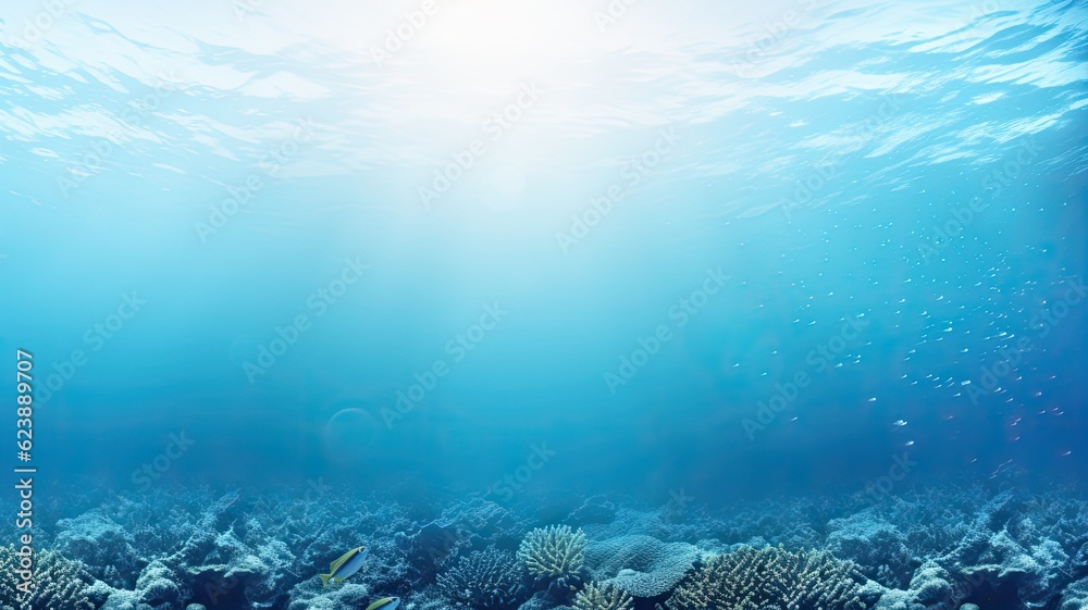 Fototapeta premium Sea, ocean water. Web banner with copy space. Generative AI