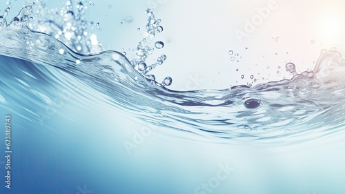 Blue water. Web banner with copy space. Generative AI