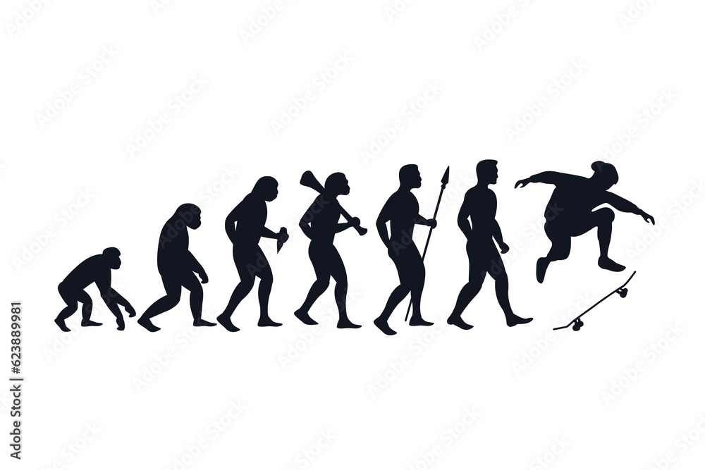Evolution from primate to skateboarder