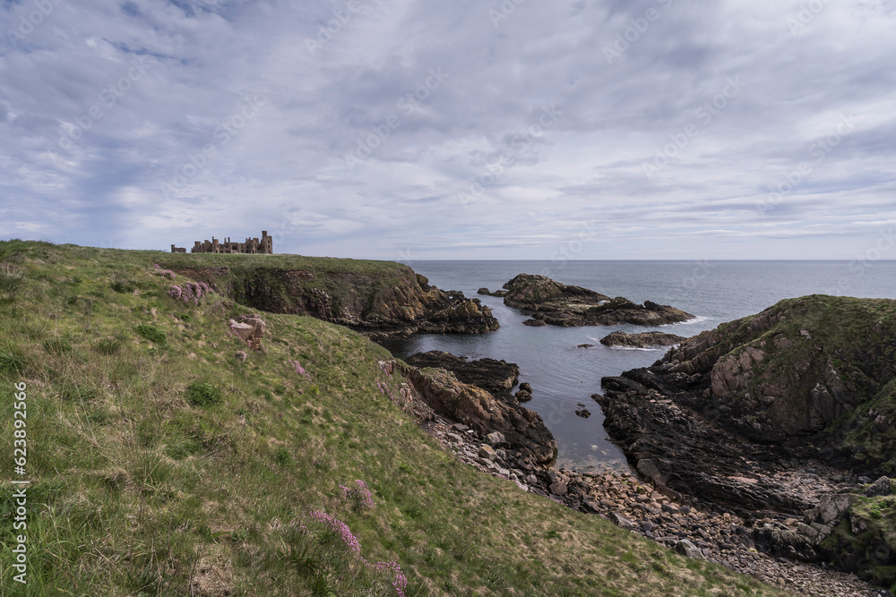 Fototapeta premium Scotland, barracks, Peterhead, history, historic, old, Port erroll, castle, highlands, scottish, building, tourism, fortress, sky, abberdeenshire, ruins, north sea, highland, Britain, architecture, an