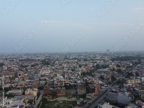 High angle ariel view of residential area in Cantt Lahore, Pakistan.