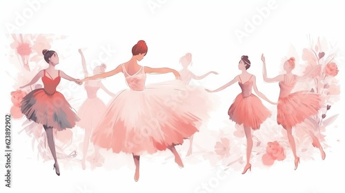  a group of ballerinas in pink tutu skirts. generative ai