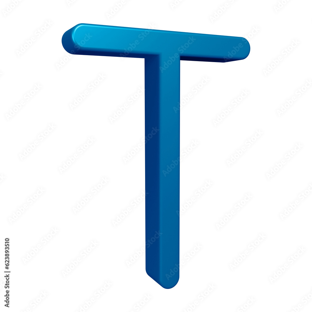 3D blue alphabet letter t for education and text concept 3D blue alphabet letter t for education and text concept