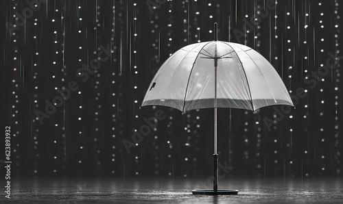  a white umbrella sitting in the middle of a rain storm. generative ai