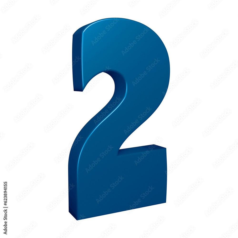 3d blue number 2 design for math, business and education concept 3d blue number 2 design for math, business and education concept