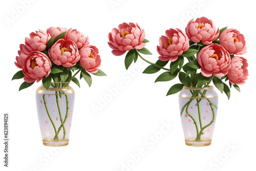 beautiful peony flowers isolated on a transparent background. 