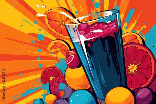 Summer fruit drink smoothie lemonade or cocktail. Generative AI