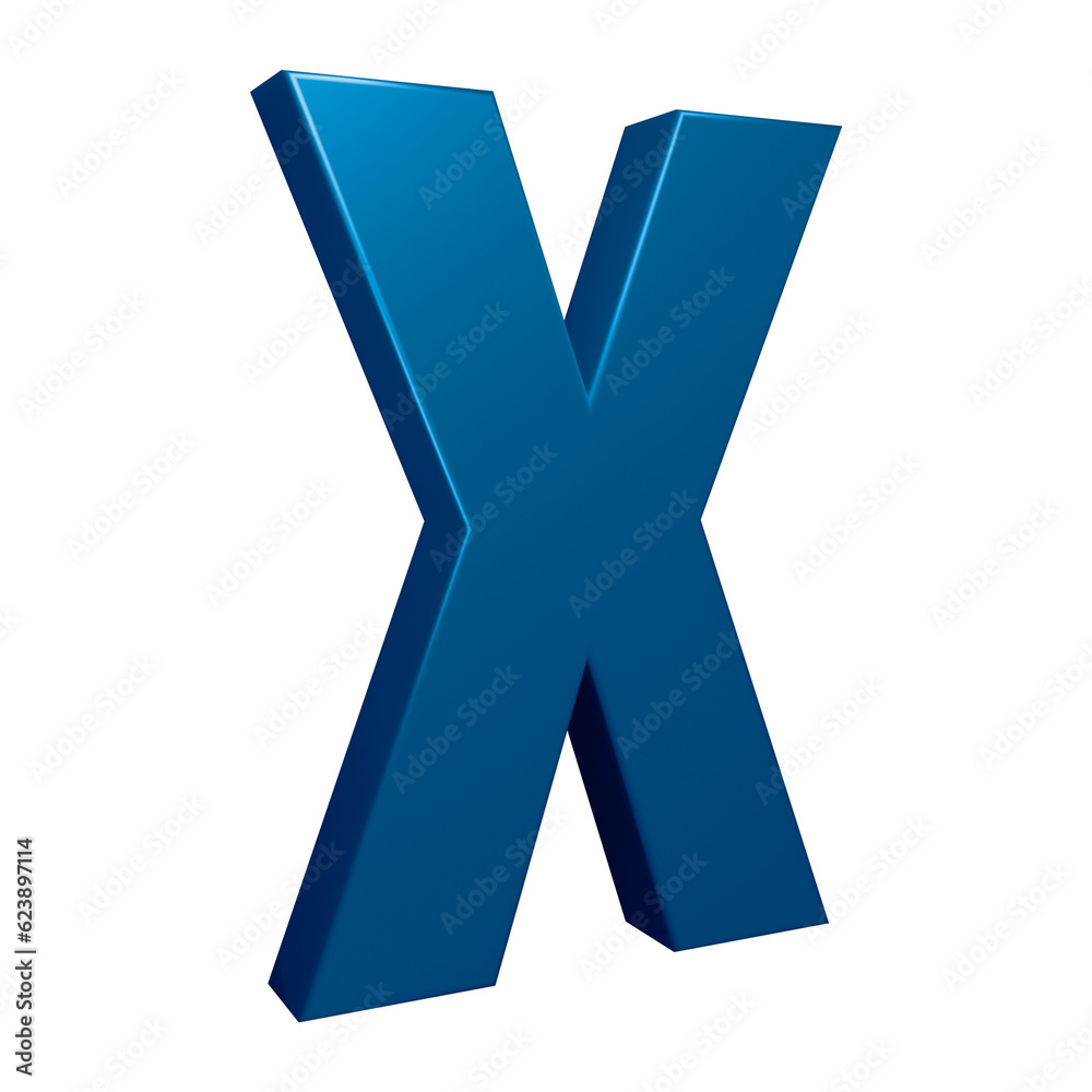 3D blue alphabet letter x for education and text concept 3D blue alphabet letter x for education and text concept