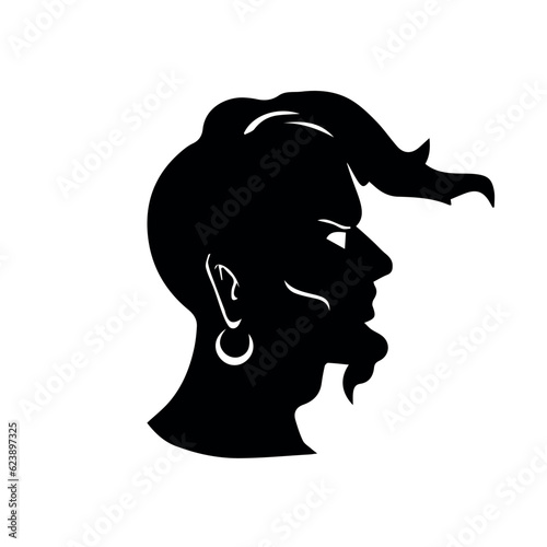 Silhouette of Ukrainian Kozak. Vector on white background