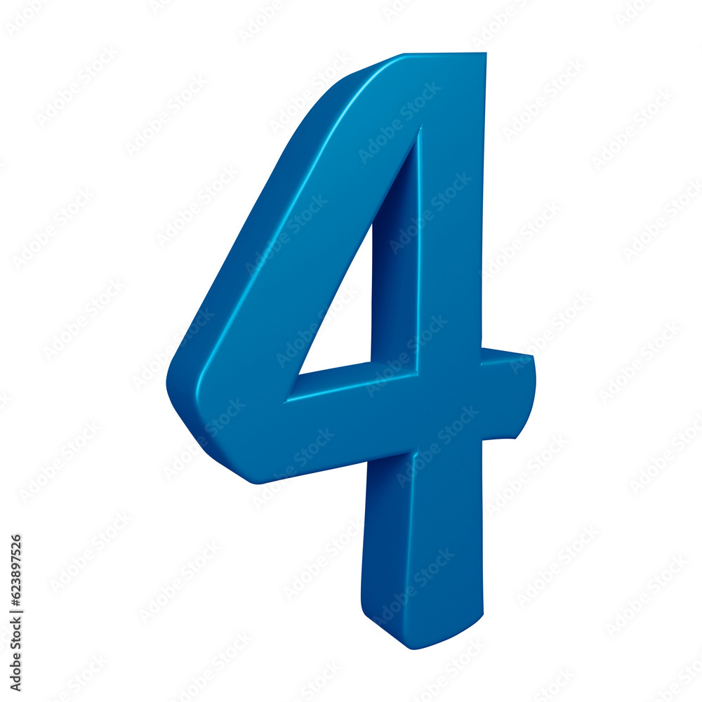 Obraz premium 3d blue number 4 design for math, business and education concept