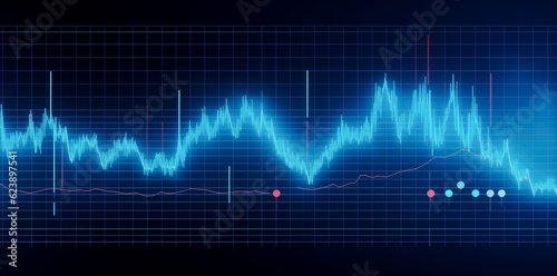 Ecg (heart rate) blue wave on a dark blue background.