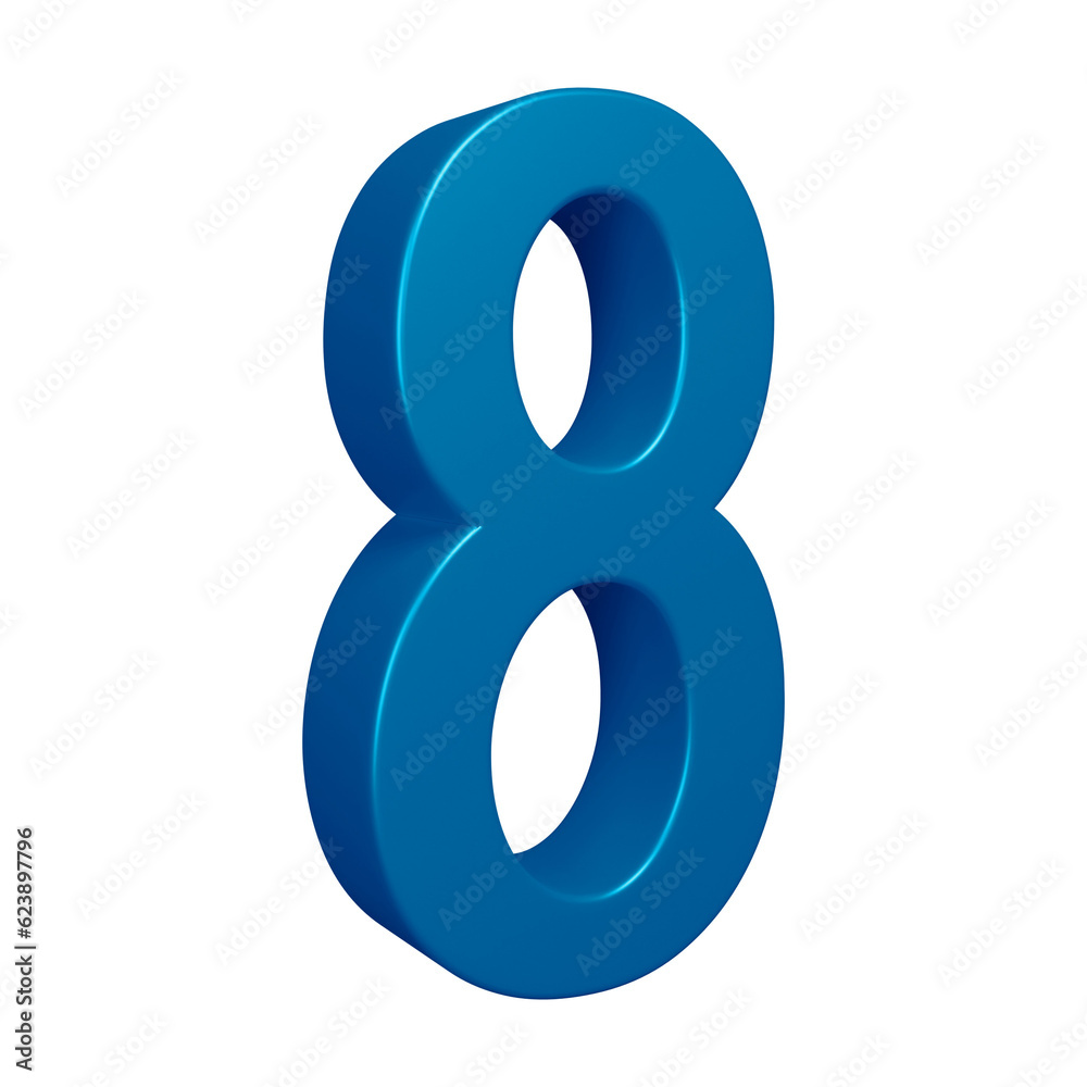 3d blue number 8 design for math, business and education concept 3d blue number 8 design for math, business and education concept