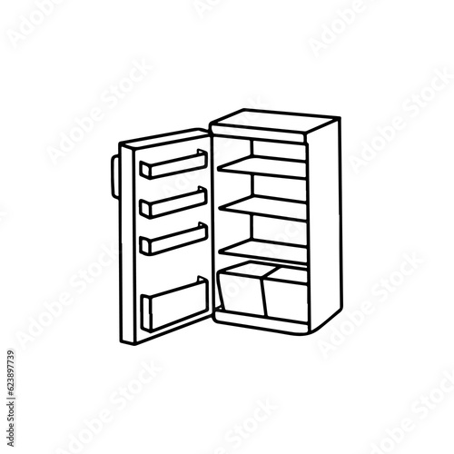 vector illustration of empty refrigerator concept