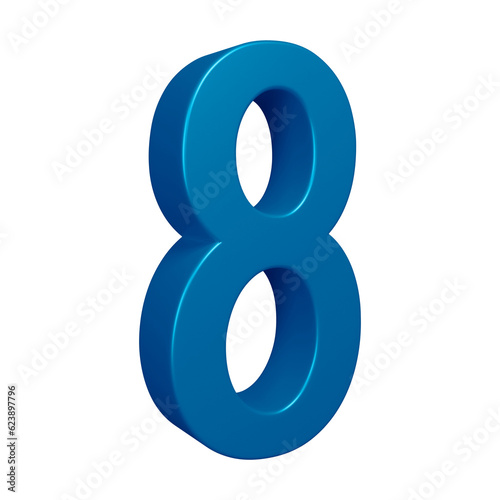 3d blue number 8 design for math, business and education concept 