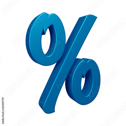 3D blue percent symbol or icon design