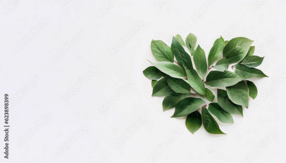 Wholesome Love: Heart-shaped Foliage on White Background, Generative AI
