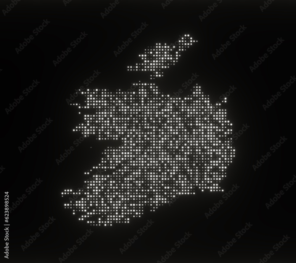 Map of Ireland on a black background