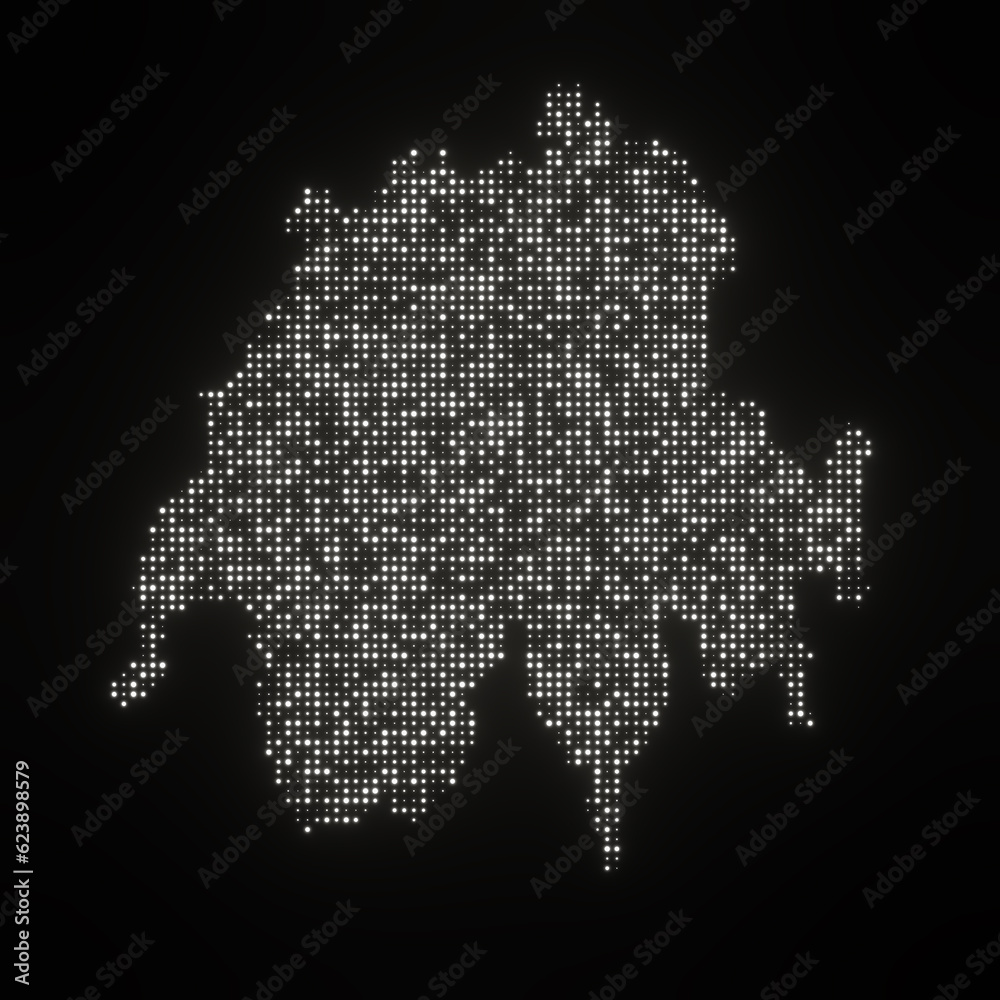 Map of Switzerland on a black background