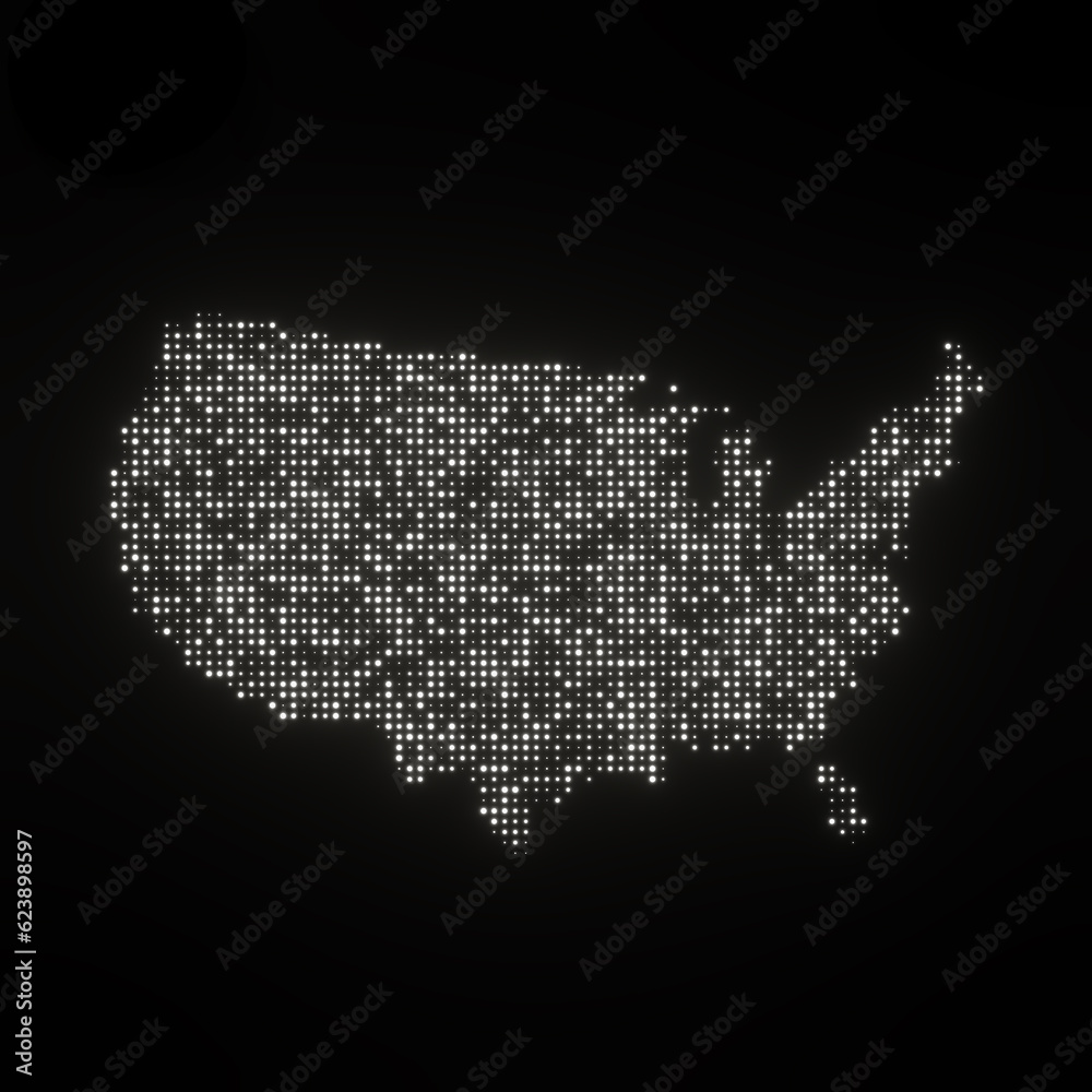 Map of America on a black background