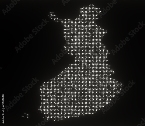 Map of Finland on a black background