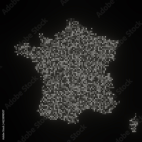 Map of France on a black background
