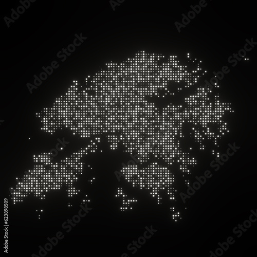 Map of Hong Kong on a black background